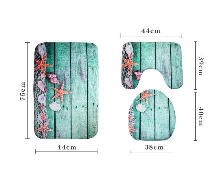 Three-piece Toilet Anti-slip Mat Bathroom Toilet Carpet