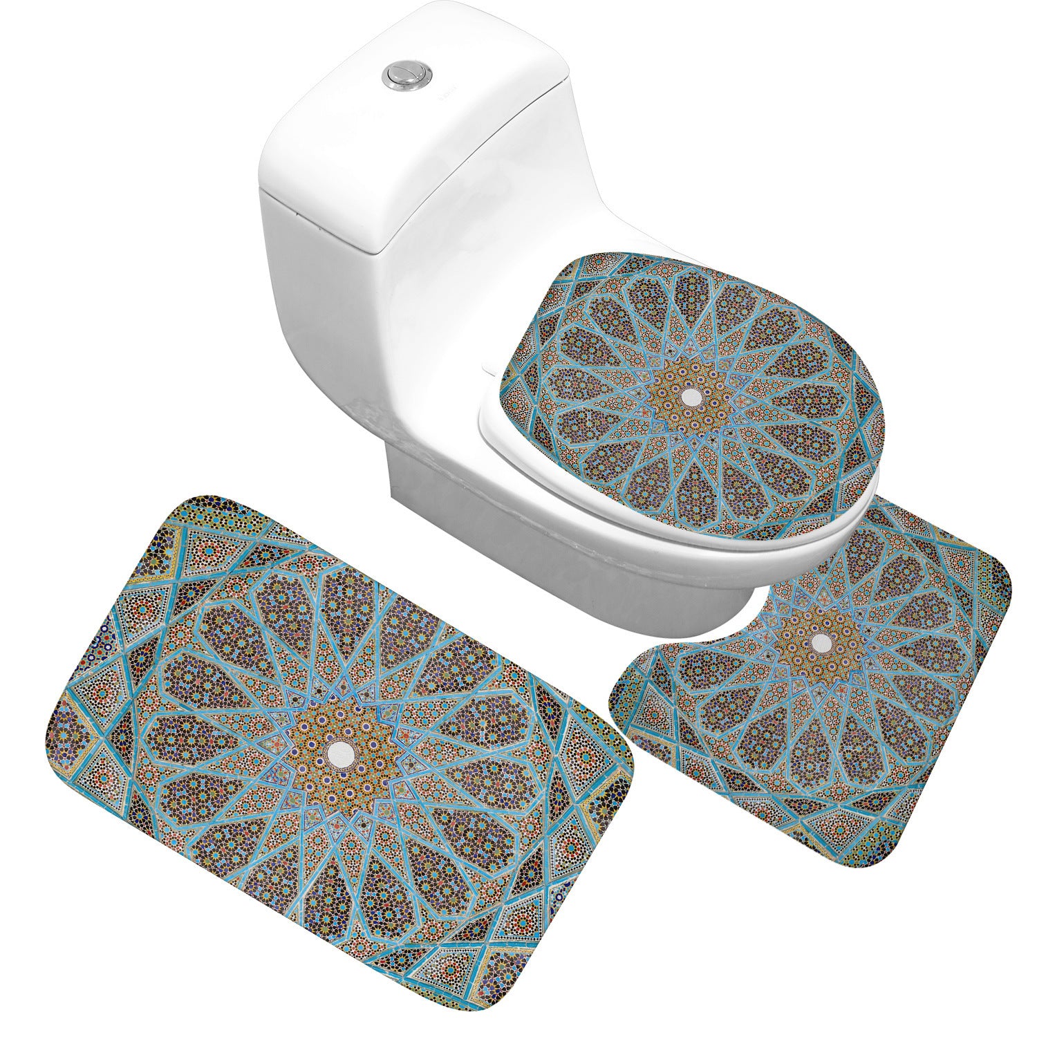 Receiving Bag Three-piece Toilet Bathroom Toilet Carpet Non-slip Absorbent Toilet Floor Mat Classic Pattern