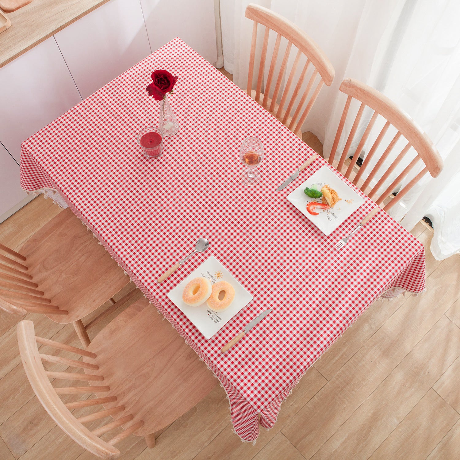 Fabric Cotton And Linen Small Round Table Cloth Square Red Table Cloth