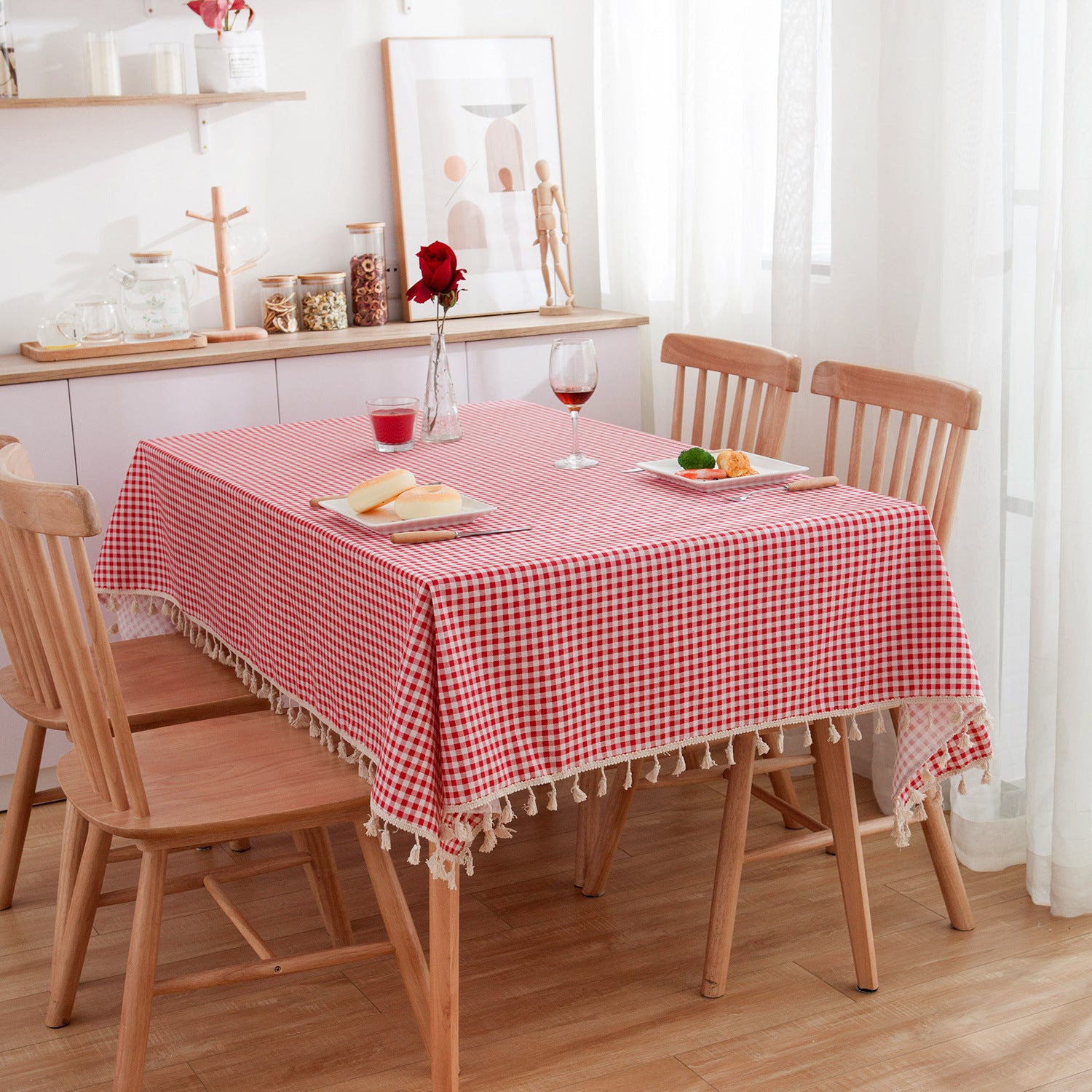 Fabric Cotton And Linen Small Round Table Cloth Square Red Table Cloth