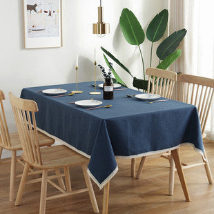 Waterproof Tablecloth Mediterranean Style Blue Striped Tassel Table Cloth Tablecloth Cotton Linen Coffee Table Cloth Cover Towel