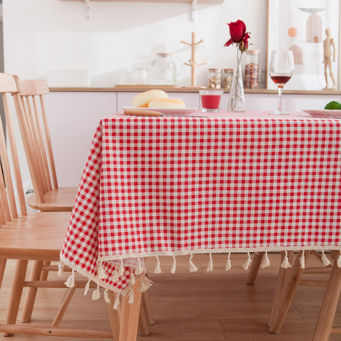 Fabric Cotton And Linen Small Round Table Cloth Square Red Table Cloth