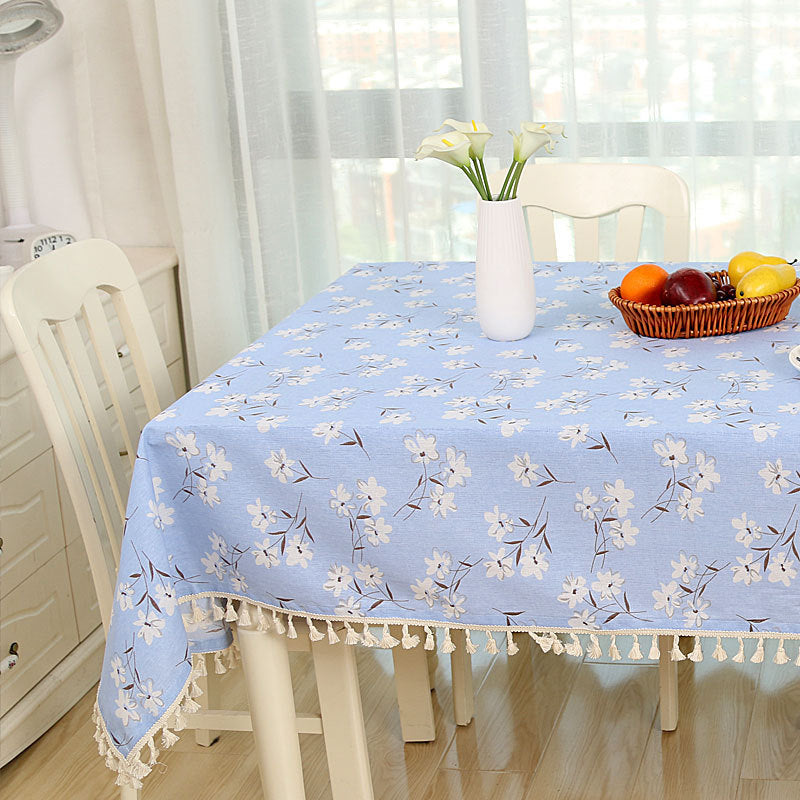 Cotton And Linen Small Round Table Cloth Simple Striped