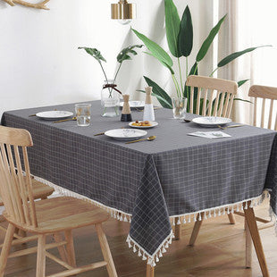 Waterproof Tablecloth Mediterranean Style Blue Striped Tassel Table Cloth Tablecloth Cotton Linen Coffee Table Cloth Cover Towel