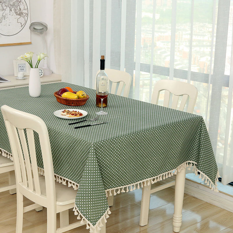 Cotton And Linen Small Round Table Cloth Simple Striped