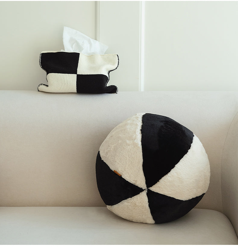Sitting Room Sofa Black And White Nordic Style Soft Comfortable Plush Pillow