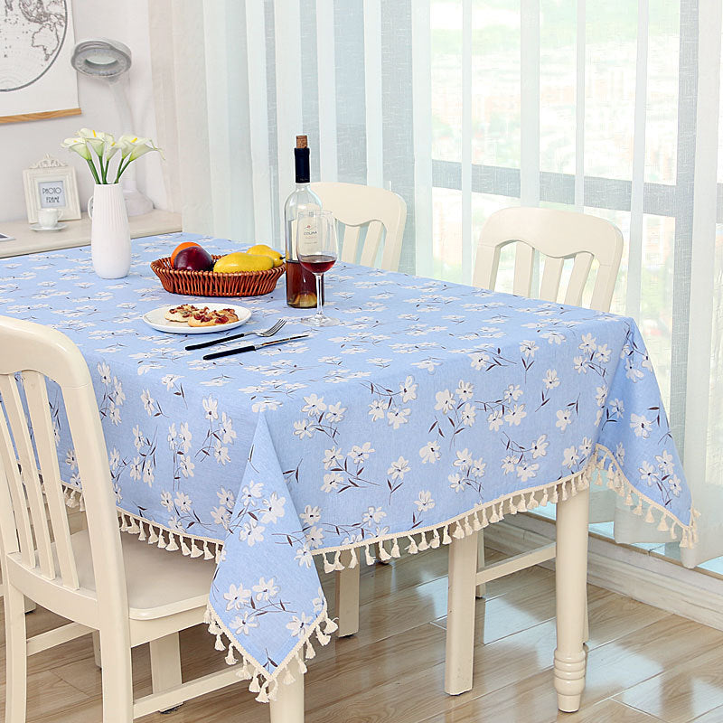 Cotton And Linen Small Round Table Cloth Simple Striped